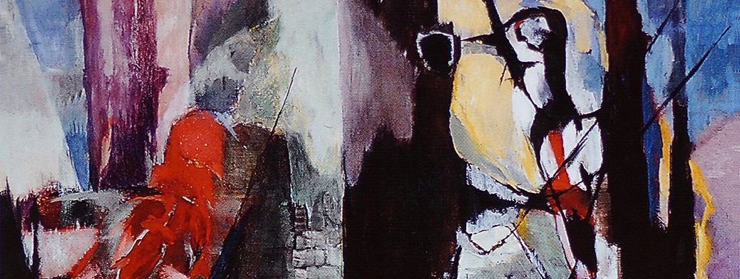 Ernst Weiers: Zwei Vögel im herbstlichen Wald (1957) (Ausschnitt für Artikelbild)